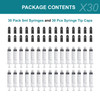 30 Pack Luer Lock 5ml Syringe Without Needle Plastic - Syringes for Glue Syringe and Liquid (5ML)