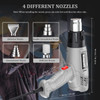 Heat Gun, Variable Temperature Settings 572℉~932℉ (300℃-500℃), Heat Hot Air Gun Overload Protection with 4 Nozzles for Shrinking Wrap, Crafting, Paint Removing, Epoxy Resin (Gray)
