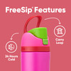 Owala Kids FreeSip Insulated Stainless Steel Water Bottle with Straw, BPA-Free Sports Water Bottle, Great for Travel, 16 oz, All the Berries