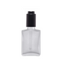 1 oz Frosted Square Glass Bottle w/ Black Push Down Dropper