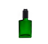 1 oz Green Square Glass Bottle w/ Black Push Down Dropper