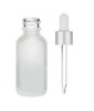 1 Oz Frosted Glass Bottle w/ Matte silver and White Dropper