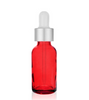 1 oz Red Glass Bottle w/ Matte silver and White Dropper