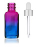 1 oz Multi Fade Glass Bottle w/ Matte silver and White Dropper