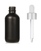 2 Oz Matt Black Glass Bottle w/ Matte silver and White Regular Dropper