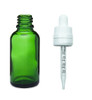 ($1.15 each) 1 oz Green Glass Euro Dropper Bottles w/ 18-415 White Tamper Evident CRC Calibrated Dropper- Case of 330