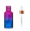 1 oz Multi Fade Glass Bottle w/ White Rose Gold Calibrated Glass Dropper