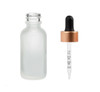 1 Oz Frosted Glass Bottle w/ Black-Rose Gold Calibrated Glass Dropper