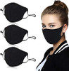 3 Pack Unisex Mouth Mask Adjustable Anti Dust Face Mouth Mask,Black Cotton Face Mask for Cycling Camping Travel