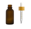 1 oz FROSTED AMBER Glass Bottle w/ Bamboo Calibrated Glass Dropper