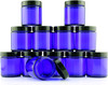 4-Ounce Cobalt Blue Glass Straight Sided Cosmetic Jars (12-Pack); 120 ml. Capacity, BPA-Free Lids