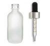 2 oz Frosted Glass Bottle w/ Black Matte Silver Calibrated Glass Dropper