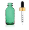 2 Oz Caribbean Green Glass Bottle w/ Black Matte Gold Calibrated Glass Dropper