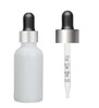 2 Oz Matte White Glass Bottle w/ Black Matte Silver Calibrated Glass Dropper