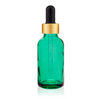 1 Oz Caribbean Green Glass Bottle w/ Black-Matt Gold Regular Glass Dropper