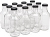 16 Ounce Glass Sauce Bottle - With 38mm Black Plastic Lids - Case of 12