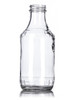 16 oz clear glass sauce bottle with 38-400 neck finish - Case of 60 (With Black Lids)