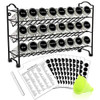 Spice Rack with 24 Empty Round Spice Jars, 396 Spice Labels with Chalk Marker and Funnel Complete Set