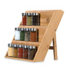 Pinnacle Cookery Bamboo Spice Rack Organizer for Countertop - Eco Friendly Seasoning Organizer 3-Tier Spice Shelf - Space Saving Wooden Spice Rack