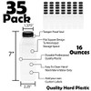 16 OZ Empty PET Plastic Juice Bottles - Pack of 35 Reusable Clear Disposable Milk Bulk Containers with Black Tamper Evident Caps Lids