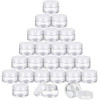 24 Pieces Clear Plastic Round Storage Jars Wide-Mouth Plastic Containers Jars with Lids for Storage Liquid and Solid Products (White Lid, 1 oz)