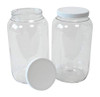 1 Gallon Clear Plastic Jars With Ribbed Liner Screw On Lids, BPA Free, PET Plastic, Made In USA, Bulk Storage Containers 2 Pack (1 Gallon)