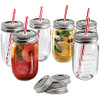 6 Pcs 16oZ Mason Drinking Jars with Lids 100% Recycled Glass Bottles and Drinking Straws with 3 Extra Free Sealing Lid