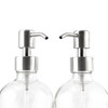 16-Ounce Clear Glass Boston Round Bottles w/Stainless Steel Pumps (2 Pack), Soap Dispenser Great for Essential Oils, Lotions, Liquid Soaps