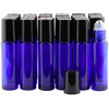 Glass Roller Bottles, 24 Packs 10 ml Cobalt Blue Essential Oil Roll On Ball Bottles with Big Stainless Steel Roller Balls +(24 Labels, 3 Droppers, 1 Funnel, 1 Extra Roller Balls, 1 Bottle Opener)