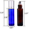 24 Pack (12 Amber+12 Cobalt Blue) Roller Bottles,10ml Thick Glass Roll on Bottle with Big Steel Ball for Essential Oil Perfume + Droppers(3) +Opener(1)+Funnel(1) +Extra Roller Ball(1) +Labels(24)