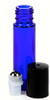 6, Cobalt Blue, 10 ml Glass Roll-on Bottles with Stainless Steel Roller Balls - .5 ml Dropper Included