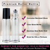 Essential Oil Roller Bottles Set with Stainless Steel Balls, 8 Pack 10ml Clear Leakproof Glass Bottle with 8 Rollerballs for Perfume & Aromatherapy Oils - Roller Bottle Opener & 192 Labels