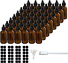 48 pack Amber 2 Oz Dropper Glass Bottles | The Amber Glass Bottles Includes a Dropper & Funnel and Brush with Bonus Labels to Mark Each One