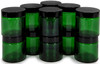 12 Pack, Green, 4 oz, Round Glass Straight Sided Jars, with Inner Liners and black Lids