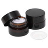 5ML Amber Glass Jars with Lids,24 Pack Mini Glass Jars with 6 pc Spatulas, Round Set Glass Jars, A Tight Seal for Storing Lotions, Powders and Ointments. - Amber+Black Cap