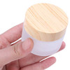 6 Pcs 1Oz/30ml Round Empty Refillable Frosted Glass Cosmetic Cream Jar Bottle Holder Case Vial Pot with Wood Grain Lid Cosmetic Containers Glass for Face Cream Makeup Lotion Balm(30g)