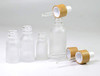 4 Pack Frosted Glass Dropper Bottles,Essential Oil Bottles With Eye Dropper And Bamboo Lids Perfume Sample Vials Essence Liquid Cosmetic Containers (10ml/0.3oz)