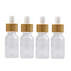 4 Pack Frosted Glass Dropper Bottles,Essential Oil Bottles With Eye Dropper And Bamboo Lids Perfume Sample Vials Essence Liquid Cosmetic Containers (15ml/0.5oz)