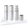 Refillable Perfume & Cologne Fine Mist Atomizers with Metallic Exterior & Glass Interior - 5ml Portable Travel Size - 3ml Squeeze Transfer Pipette Included (3 Pack, Silver)