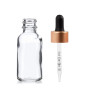 2 Oz Clear Glass Bottle w/ Black Rose Gold Calibrated Glass Dropper