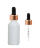 2 Oz Matte White Glass Bottle w/ Black Rose Gold Calibrated Glass Dropper