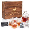 Whiskey Decanter Set With Glasses - Liquor Decanter, 4 Crystal Glasses, 4 Slate Coasters, 8 Cooling Stones and Tongs - Enjoy a Luxurious Whiskey Drinking Experience with Friends - Whiskey Set for Men