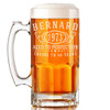 Personalized Etched 34oz Glass Beer Mug for Birthday Gifts, Bernard