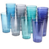 Cafe 20-ounce Break-Resistant Plastic Restaurant-Style Beverage Tumblers | Set of 16 in 4 Coastal Colors