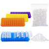 500Pcs 1.5ml Polypropylene Graduated Microcentrifuge Tubes with Snap Cap,Natural | 4 Assorted PCR Tube Racks, 60-Well