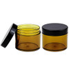 60 Grams/60 ML (2 Oz) Round AMBER Clear Leak Proof Plastic Container Jars with Black Lids for Storage Cosmetic Lotion Scrubs Creams Ointments (3 Pieces Jars + Lids, AMBER)