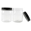 8 Ounce Clear Plastic Jars with Black Lids - Refillable Round Clear Containers Clear Jars Storage Containers for Kitchen & Household Storage - BPA Free (16 Pack)
