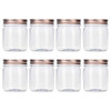 8 Ounce Clear Plastic Jars with Rose Gold Lids - Refillable Round Clear Containers Clear Jars Storage Containers for Kitchen & Household Storage - BPA Free (8 Pack)