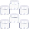 6 Pack 1 oz Plastic Pot Jars Round Clear Leak Proof Plastic Cosmetic Container Jars with White Lids for Travel Storage Make Up, Eye Shadow, Nails, Powder, Paint, Jewelry(1 oz)