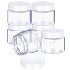 6 Pack 1 oz Plastic Pot Jars Round Clear Leak Proof Plastic Cosmetic Container Jars with White Lids for Travel Storage Make Up, Eye Shadow, Nails, Powder, Paint, Jewelry(1 oz)